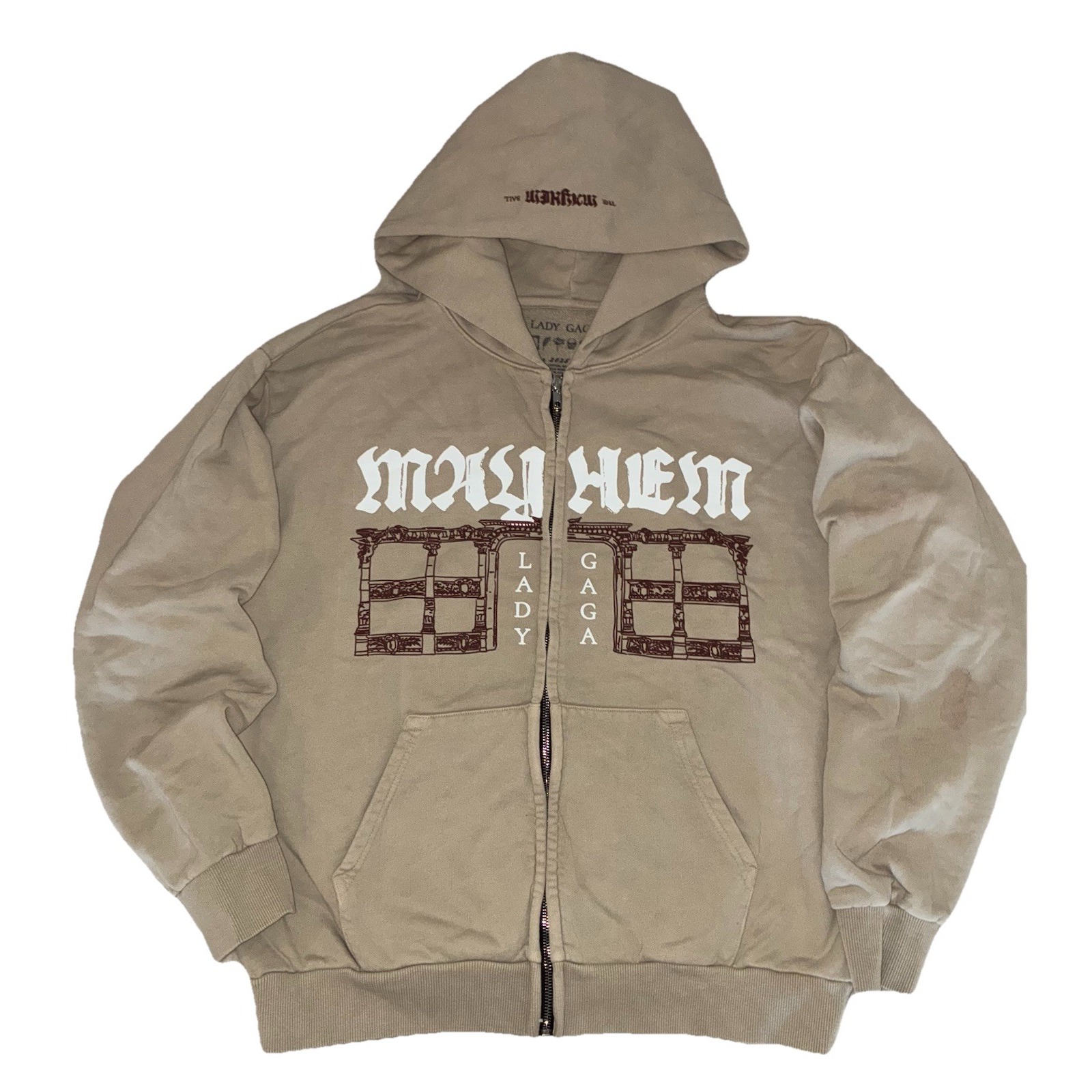 Lady Gaga Opera Haus Hoodie L Beige Full Zip Mayhem Ball 2025 Merch New *Spots